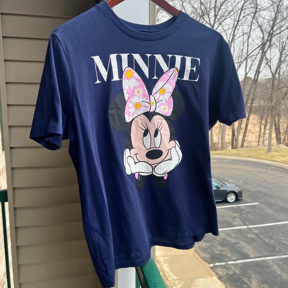 🆕🦋 Disney Minnie Mouse Graphic T-Shirt Navy Blue Short Sleeve Tee Size XL Casual - Picture 6 of 7